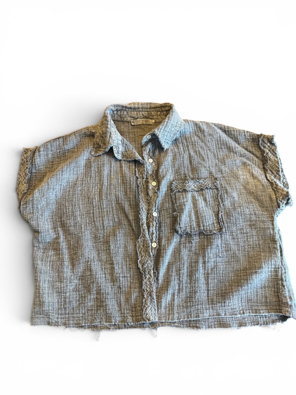 Kiwi + Punch Boxy Gray Short-Sleeve Button-Down Shirt
